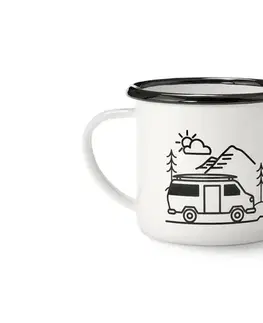 Smaltovaný hrnček na kávu „Camping“, 380 ml