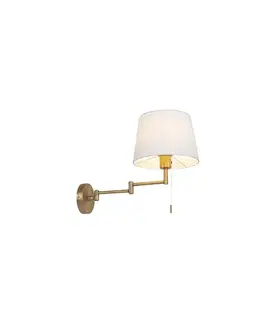 Bronzová nástenná lampa s bielym tienidlom a nastaviteľným ramenom - Ladas Deluxe