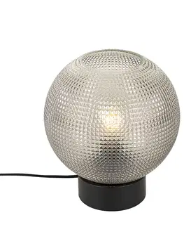 Dizajnová stolná lampa čierna s dymovým sklom - Chico