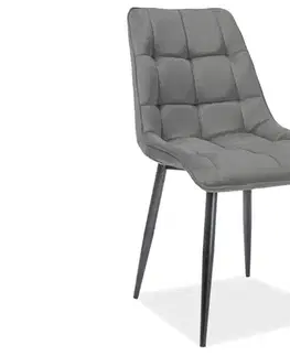KIK VELVET MAT jedálenská stolička, šedý velvet 85 / čierrna