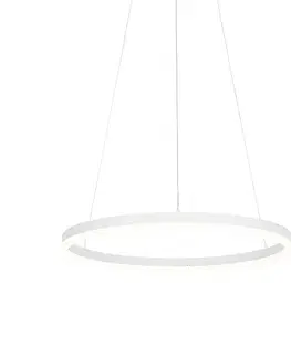 Dizajnové závesné svietidlo biele 60 cm vrátane LED 3-stupňového stmievača - Anello