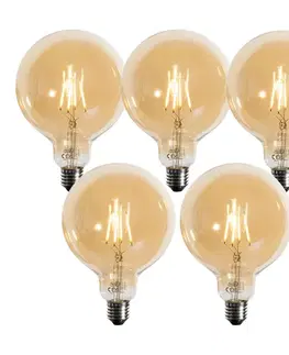 Sada 5 ks E27 3-stupňová stmievateľná LED lampa zlatá G125 4W 450lm 2700K