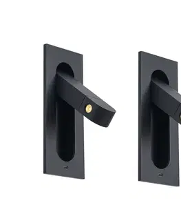 Sada 2 moderných nástenných svietidiel čierna vrátane LED a portu USB-C - Hilton