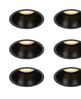 Sada 6 vstavaných bodových svetiel čiernych GU10 50 mm IP44 - Dept