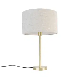 Klasická stolová lampa mosadzná so svetlosivým tienidlom 35 cm - Simplo