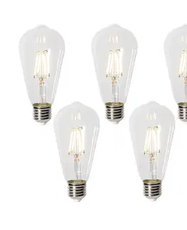 Sada 5 stmievateľných LED žiaroviek E27 ST64 číra 5W 600 lm 2700K