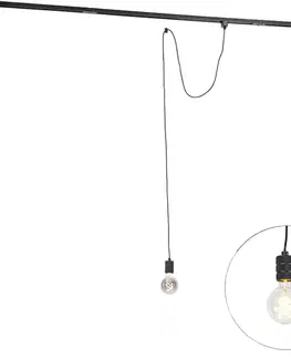 Závesná lampa čierna pre 1-fázový koľajnicový systém - Iconic Cavalux