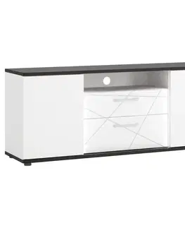 Komoda RTV Venezia VENF01 2D2S biela alpská/dub vicenza čierna/mdf biela L