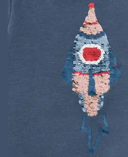 Detská mikina s obojstrannými flitrami, raketa alebo s potlačou (veľ. 86/92)