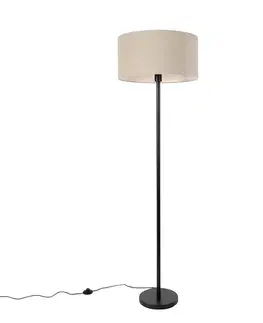 Stojaca lampa čierna s tienidlom svetlohnedá 50 cm - Simplo