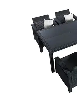 DEOKORK Záhradná ratanová zostava CORFU LOUNGE SET II. 1+4 antracit