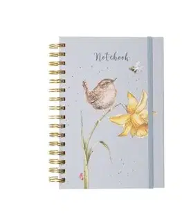 Zápisník s hrebeňovou väzbou A5 "The Birds and The Bees" Wrendale Designs – vtáčik na kvetine