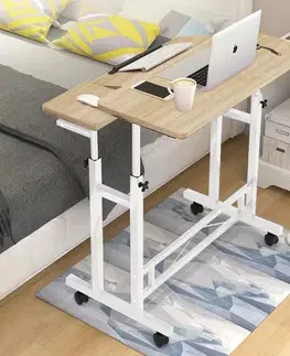 COMPACT príručný PC stolík, biela/dub Sonoma