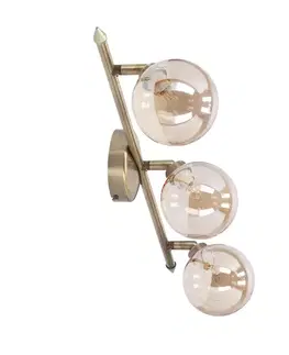 Stropná lampa Rodia s patinovaným pásikom 3x40W g9 jantárové tienidlo