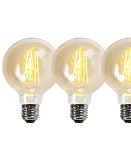 Sada 3 stmievateľných LED žiaroviek E27 G95 zlatá 5W 450lm 2200K