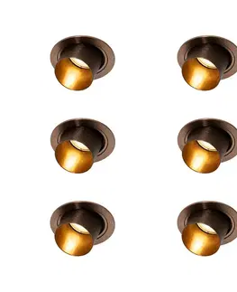 Sada 6 moderných zapustených bodových svetiel tmavý bronz okrúhle naklápacie - Installa