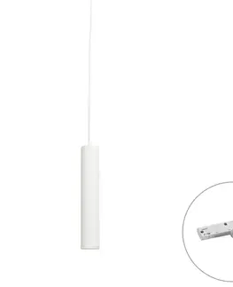 Dizajnová závesná lampa biela vrátane 1-fázového koľajnicového adaptéra - Slimline Tuba Small