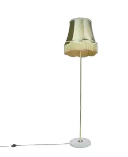 Retro stojaca lampa mosadz s tienidlom Granny zelená 45 cm - Kaso