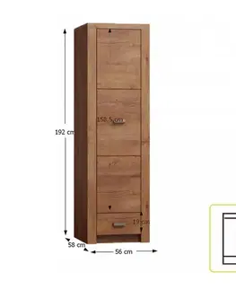 KONDELA Infinity 2 1D šatníková skriňa jaseň svetlý