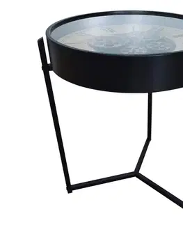 Globo B152573 - Konferenčný stolík s hodinami IVANA pr. 49 cm čierny B152573