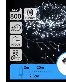  B.V.  - LED Vonkajší vianočný reťaz 800xLED/8 funkcií 23m IP44 studená biela B103031O6