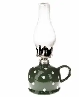 Petrolejová lampa Bodka, 14,7 x 28 x 11 cm, zelená