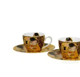 Sada dvoch espresso šálok s podšálkou Gustav Klimt - The Kiss Brown 110 ml