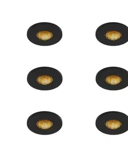 Sada 6 moderných kúpeľňových zapustených bodových svetiel čierna IP54 - Shed Honey
