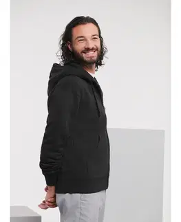 RUSSELL COLECTION Pánska mikina Russel s kapucňou na zips - ČIERNA XXXL