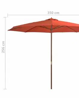 Slnečník Ø 350 cm látka / drevo Dekorhome