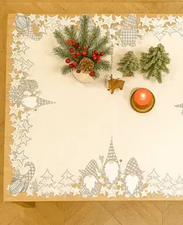 Vianočný vyšívaný obrus Škriatok sivý 85x85 cm TiaHome