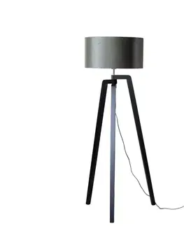 Stojacia lampa čierna s tienidlom zo zeleného zamatu 50 cm - Puros