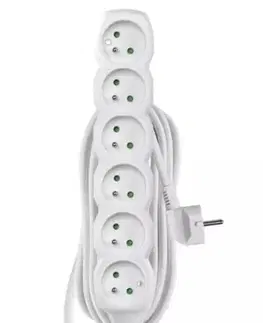 EMOS Predlžovací kábel 5m / 6 zásuviek / biely / PVC / 1mm2