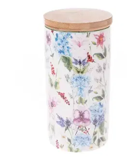 Porcelánová dóza s bambusovým viečkom Flower Garden, 500 ml
