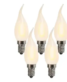 Sada 5 E14 LED matných sviečkových žiaroviek BXS35 1W 100 lúmenov 2200K