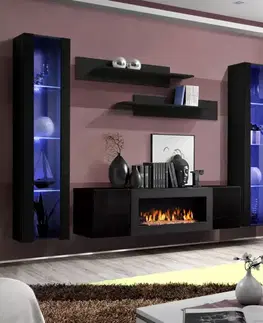 Obývacia stena + Biokrb Fly M2 + sklo čierna + LED