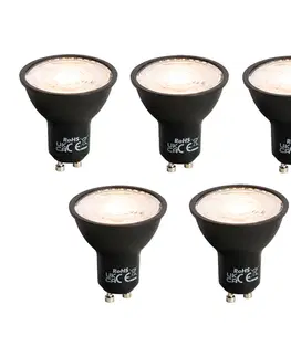 Sada 5 stmievateľných LED žiaroviek GU10 čiernych 6W 500lm 2700K