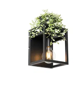 Priemyselná nástenná lampa čierna s poličkou - Cage Rack