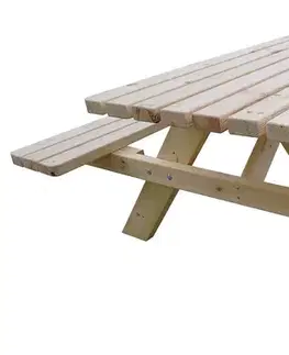 Masívny drevený pivný set so sklopnými lavicami 180 cm