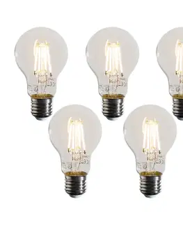 Sada 5 stmievateľných LED žiaroviek E27 A60 číra 4W 470 lm 2700K