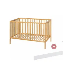 PETITE&MARS - Detská postieľka + zábrana NELA BEECH 120x60 cm buk VP-F197531