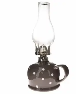 Petrolejová lampa Bodka, 14,7 x 28 x 11 cm, sivá