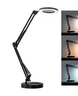 BRILAGI - LED Stmievateľná stolná lampa s lupou LED/12W/5V 3000/4200/6000K čierna BRI007