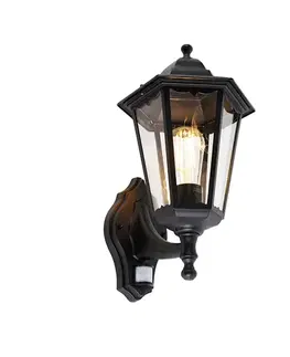Vonkajšia nástenná lampa čierna s pohybovým senzorom - Havana IP44