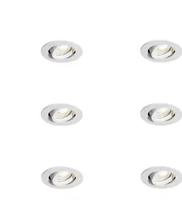 Sada 6 zapustených bodových svetiel biela naklápacia 6,5 cm vrátane LED IP54 Ultra Slim - Pupil