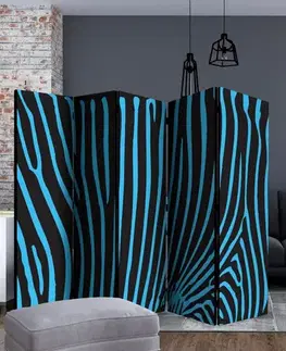Paraván Zebra pattern (turquoise) Dekorhome