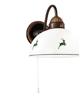 Kolarz 731.61.100 - Nástenná lampa NONNA 1xE27/75W/230V hnedá/jelene zelená 731.61.100