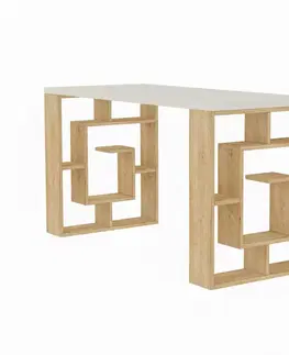 Písací stôl Maze - White, Oak