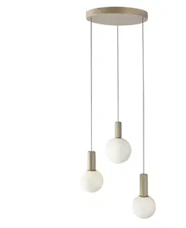 Lampa wisząca Testa beżowa potrójna białe klosze kule nad stół