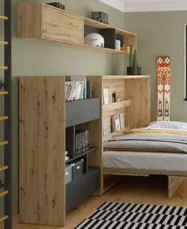 Dig-net nábytok Regál Lenart BED CONCEPT BC-25 | dub artisan / čierna
